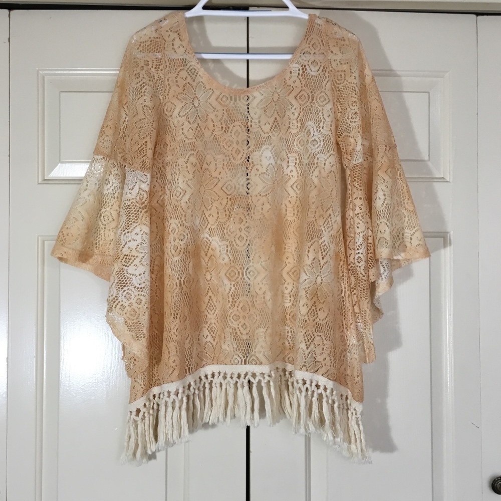 Gypsy Junkies Boho Sheer Lace Tunic Top - S/M